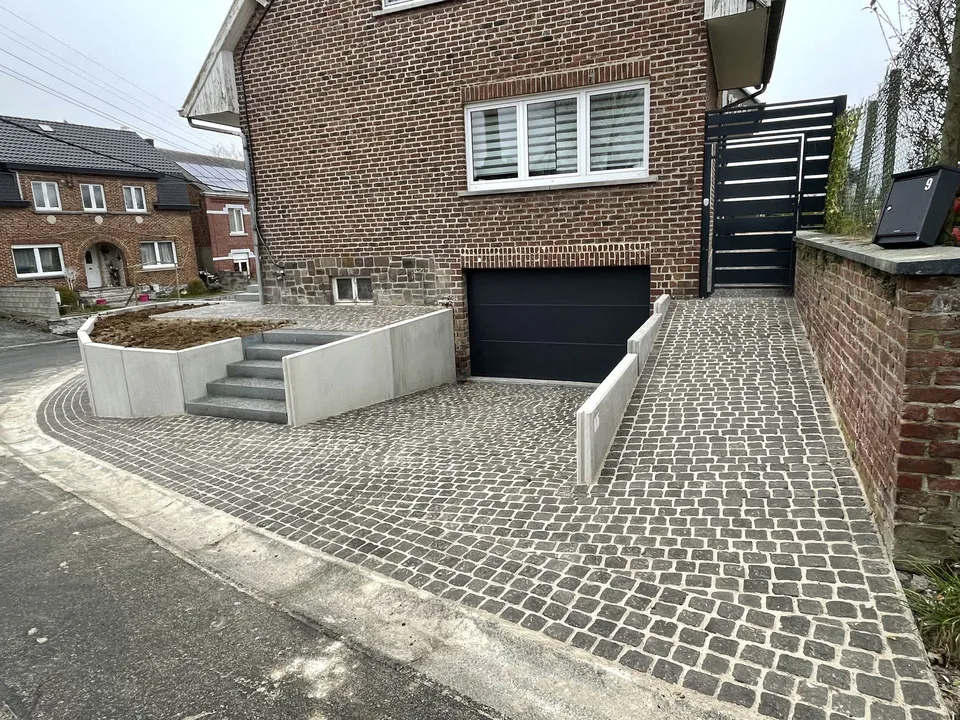 Terrasse en dalles, pose collée